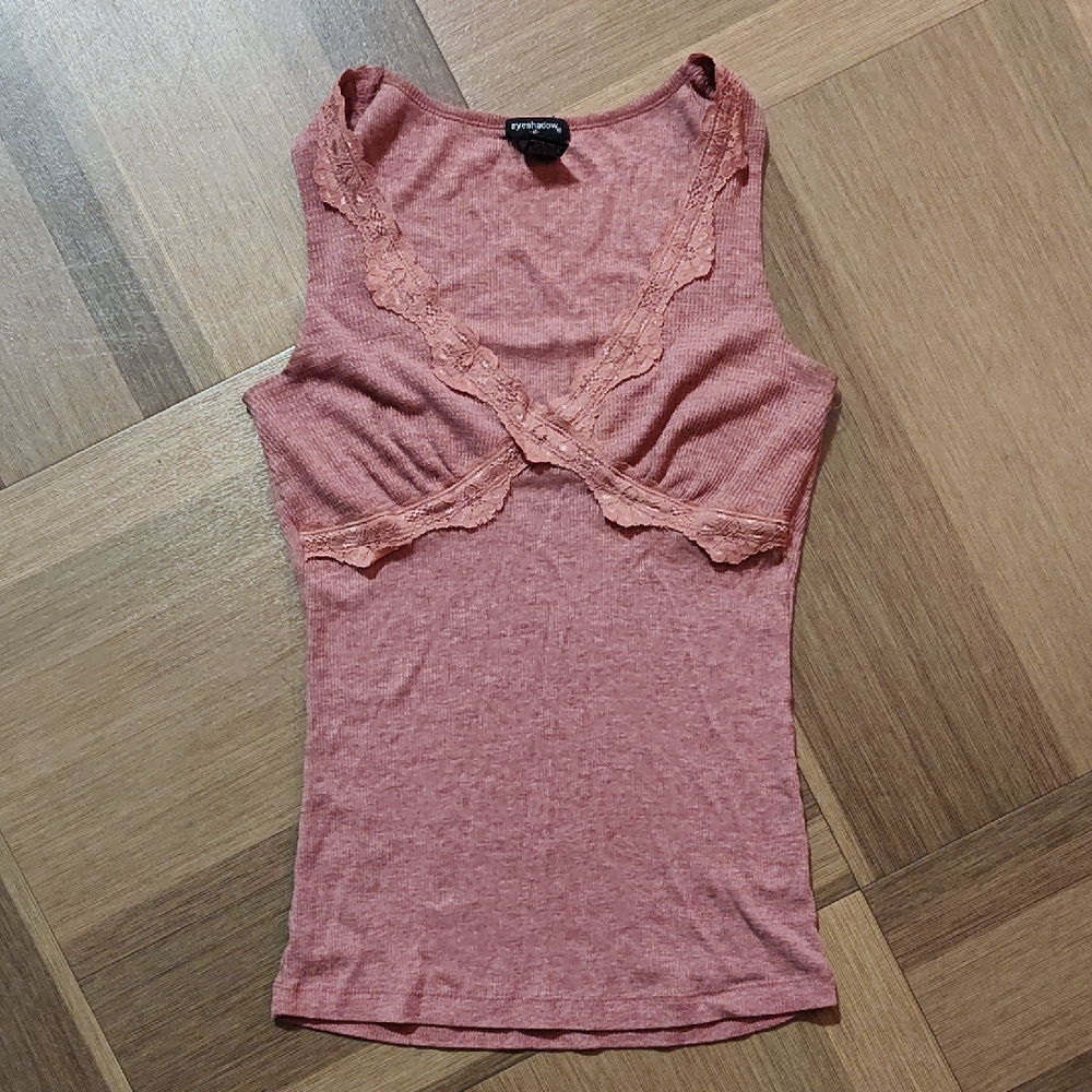 Eyeshadow Pink Lace Trim Tank Top